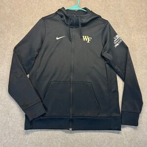 Wake Forest Pinstripe Bowl Hoodie Women's Medium Black Full Zip Nike Dri-Fit